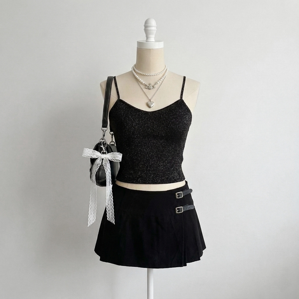 H&M Black Glittery Top